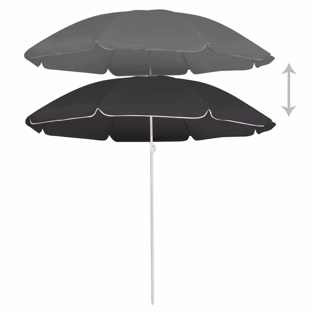 Ombrellone Giardino con Palo in Acciaio Antracite 180 cm