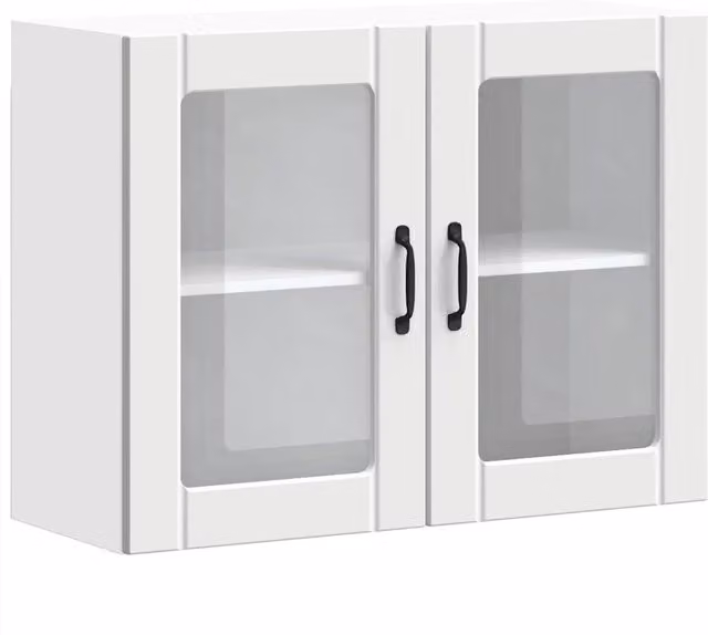 Pensile da cucina moderno HELLOSHOP26 bianco con ante in vetro L: 80 cm, P: 31 cm, H: 60 cm