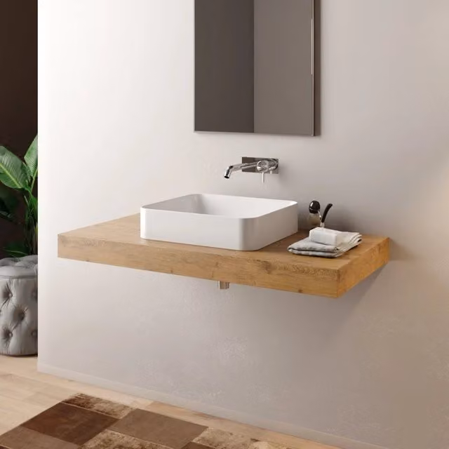 Mensolone per lavabo da bagno MOB in legno marrone L/P/H: 100 x 46 x 8 cm