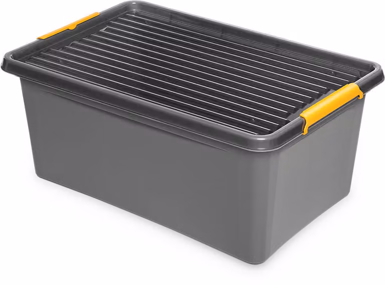 Contenitore portaoggetti Kreher "Solid Box" in plastica con coperchio e rotelle (capacità 40 litri)