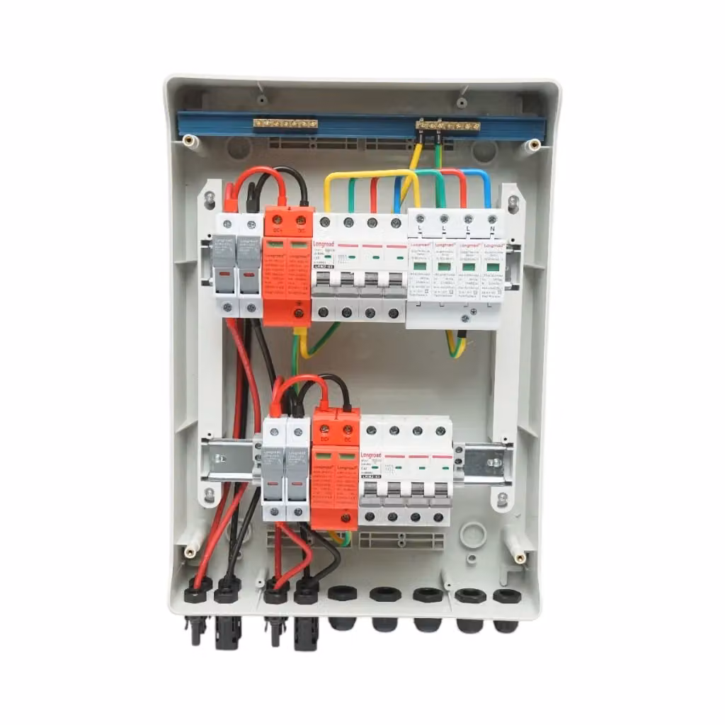 Quadro di distribuzione Longroad con fusibile di protezione da 380 V per impianti fotovoltaici DC/AC da 5-10 KW con 2 stringhe, Bianco – 2
