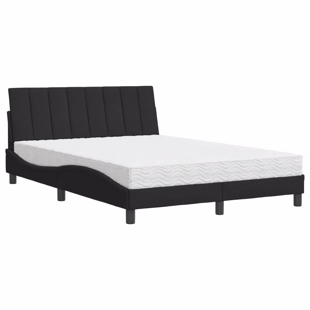Letto Hanko vidaXL con Materasso in Velluto Nero e Cassetti, L/P/H: 120 x 200 cm – 2