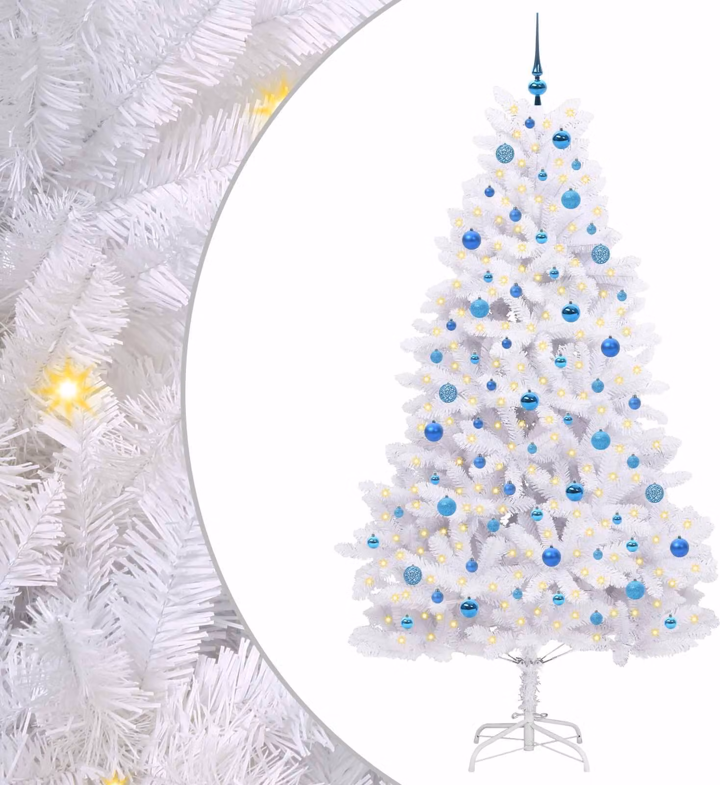 Albero di Natale Artificiale con Rami Pieghevoli Bianco 210 cm