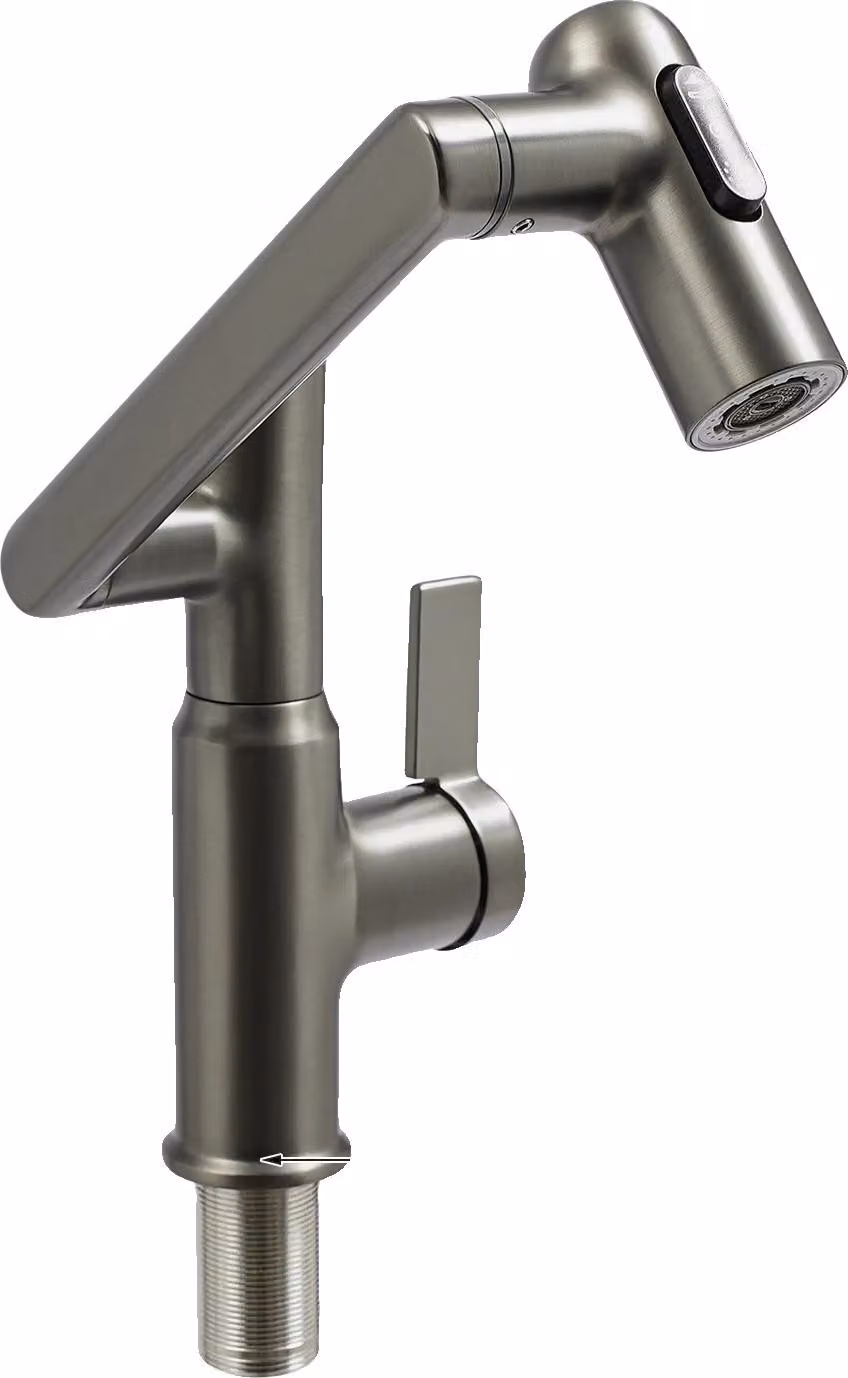 Rubinetto con bocca girevole, indicatore di temperatura a LED, tre modalità di uscita dell'acqua, struttura in ottone, grigio