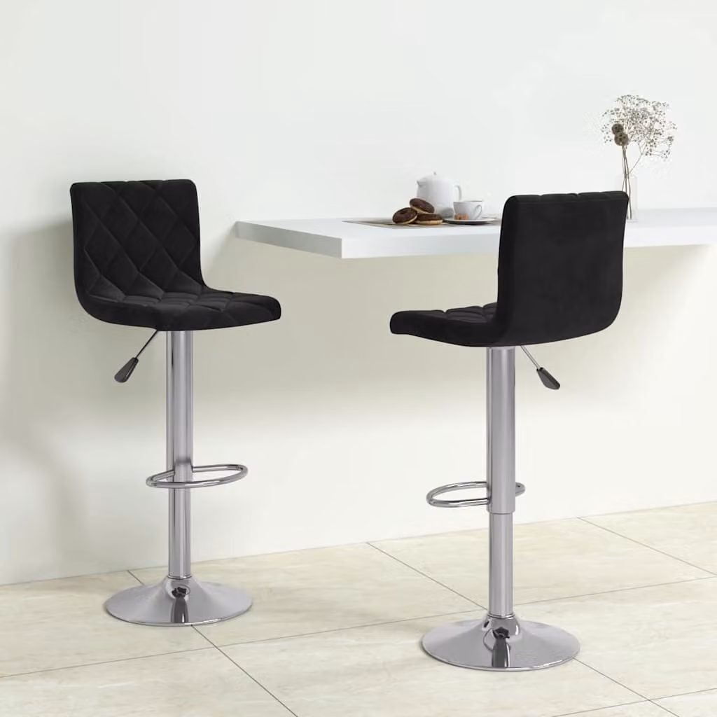 Set di 2 sgabelli da bar vidaXL in velluto nero con base girevole a 360 gradi