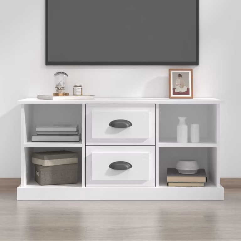 vidaXL Mobile Porta TV Moderno Bianco in Legno Multistrato e MDF L: 99,5 cm, P: 35,5 cm, H: 48 cm