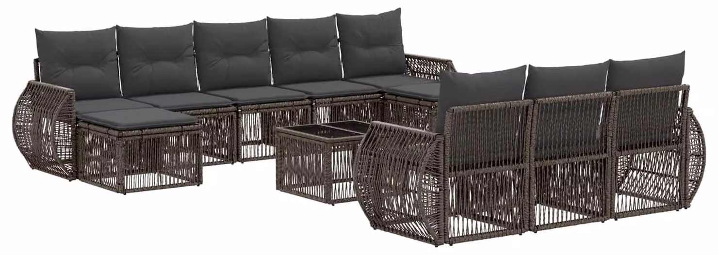 Set Divano da Giardino 11 pcs Grigio e Grigio Scuro polyrattan