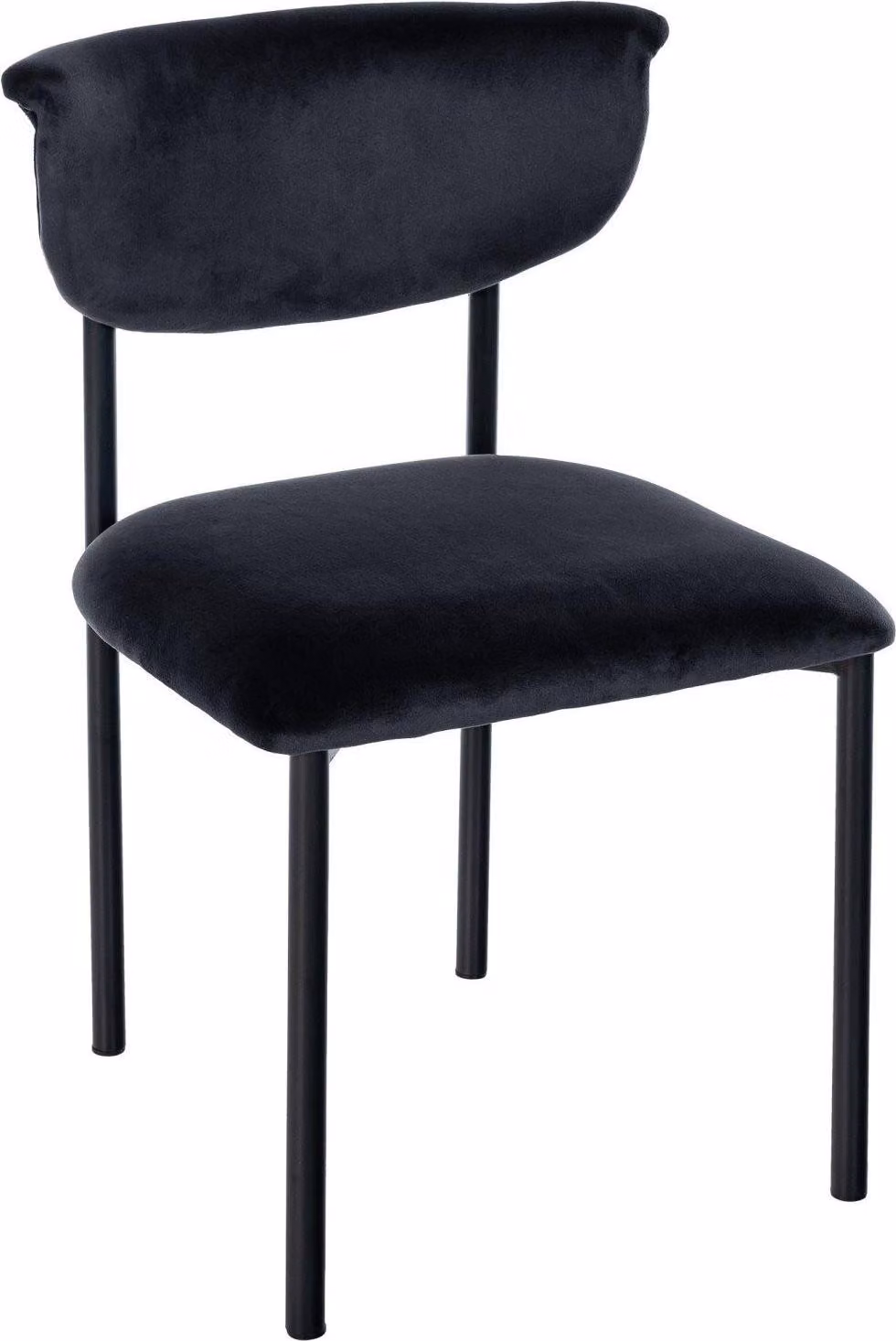 Sedia da pranzo in velluto - seduta imbottita - elevato comfort di seduta, struttura in metallo nero | colore: nero
