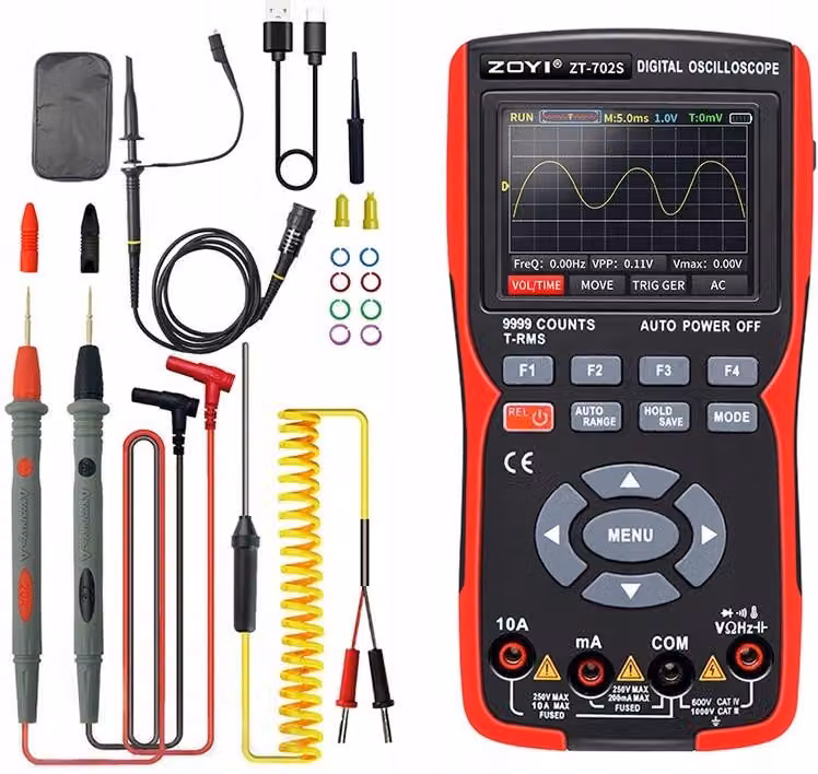 Multimetro digitale 2 in 1, strumento di misura ZOYI ZT-702S, sonda da 10 MHz