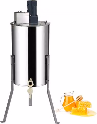 Estrattore di miele elettrico Vevor da 140 W in acciaio inossidabile color argento con altezza regolabile