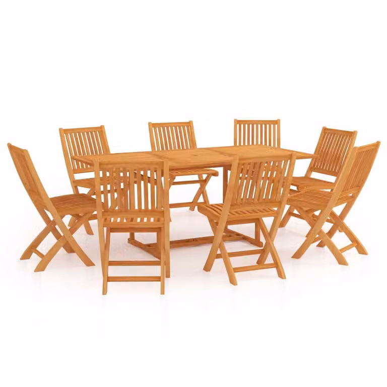 Set da Pranzo da Giardino 9 pz in Legno Massello di Teak
