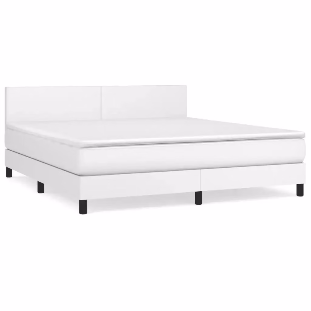 Letto Ibrido con Giroletto a Molle e Materasso vidaXL in Similpelle Bianco L/P: 160 x 200 cm – 2