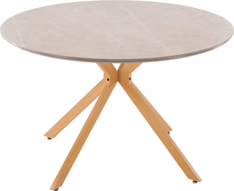 FURNLUX Tavolo da pranzo Piazza Marble Grey Und Oak 120cm / Hauptfarbe: Grau / Dimensioni: 120 x 120 x 75 cm