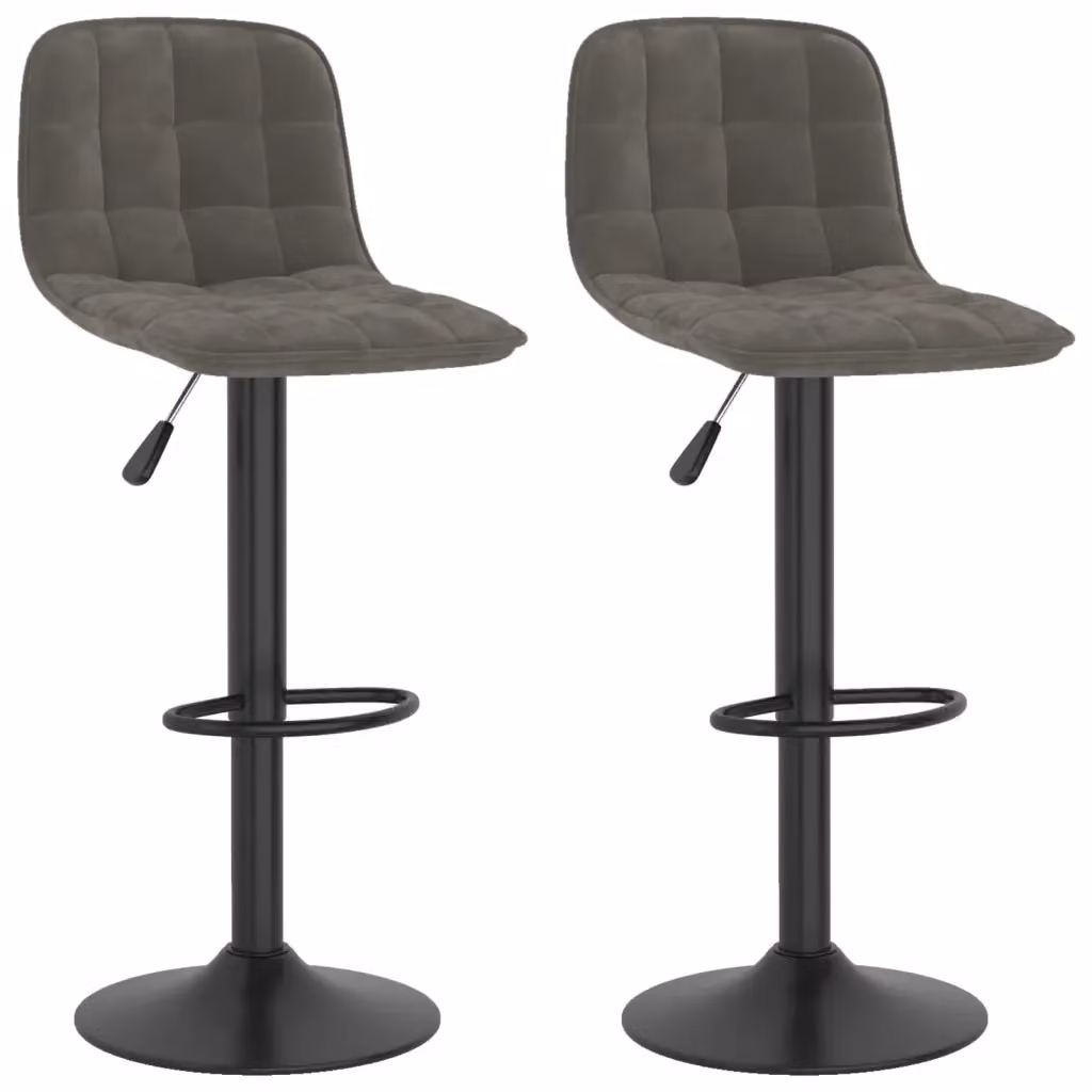 Set di 2 sedie da bar vidaXL in velluto grigio con base girevole a 360 gradi – 2