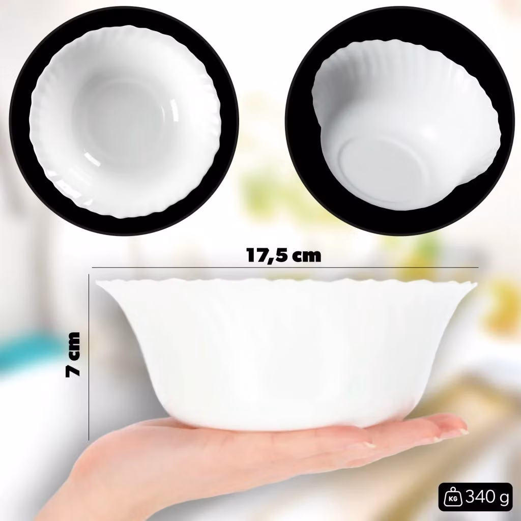 Servizio di stoviglie Kadax in vetro da 36 pezzi, colore bianco – 2