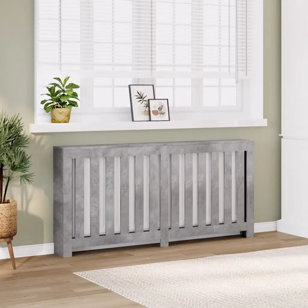 Copertura per radiatori vidaXL in legno MDF, Grigio Cemento, L 175 x P 20 x H 82 cm