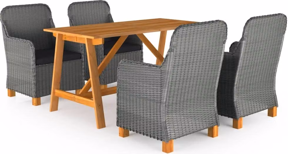 Maison Exclusive - Set da pranzo da giardino 5 pezzi, grigio chiaro