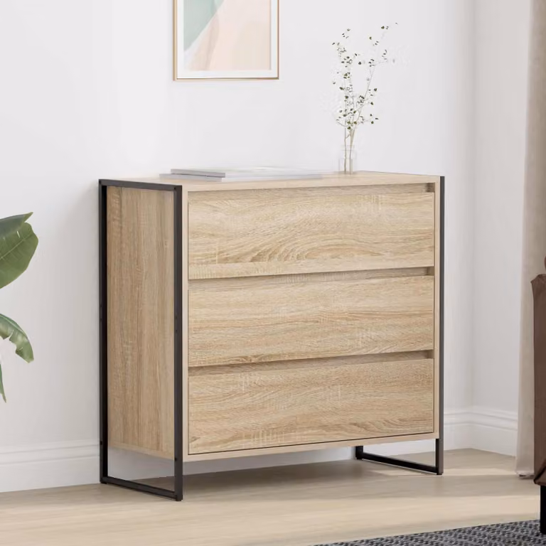 Credenza vidaXL in Rovere Sonoma e Metallo, Stile Industrial, L 79 x P 36 x H 75.5 cm