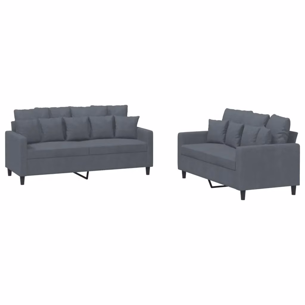 Set di 2 divani moderni vidaXL in velluto grigio con cuscini inclusi – 2
