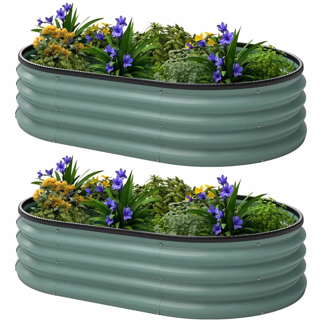 Aiuola Rialzata Minimal Verde in Metallo per Giardino e Orto L: 135 cm, P: 90 cm, H: 30 cm – 2