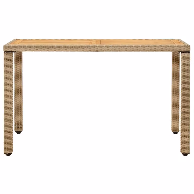Tavolo Giardino Beige 123x60x74 cm Polyrattan e Massello Acacia