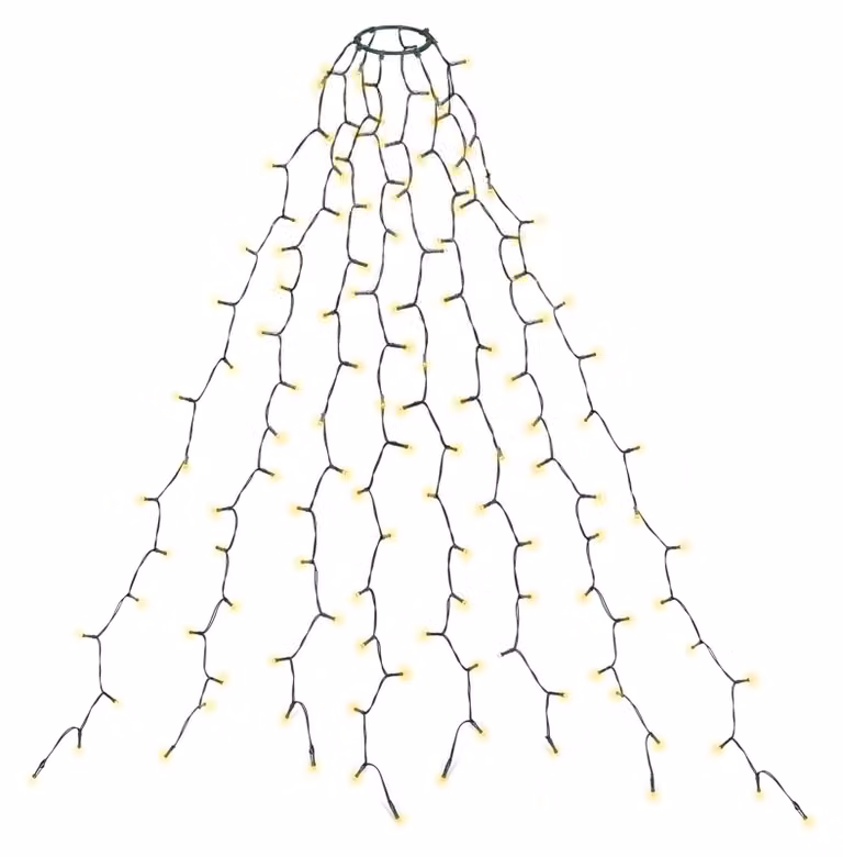 Catena luminosa natalizia, 160 LED, 2 metri, luce bianco caldo, con timer