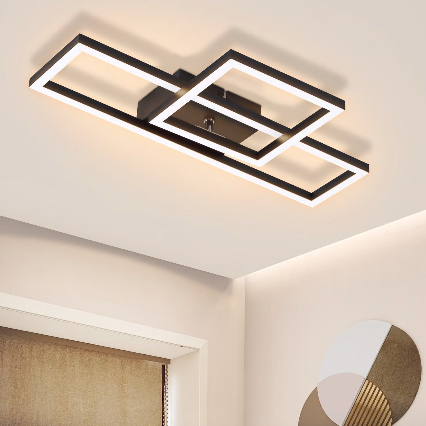 ZMH lampada da soffitto Plafoniera a LED 20W lampada da soggiorno bianco caldo lampada da cucina design moderno nero lampada da camera da letto illuminazione angolare a soffitto