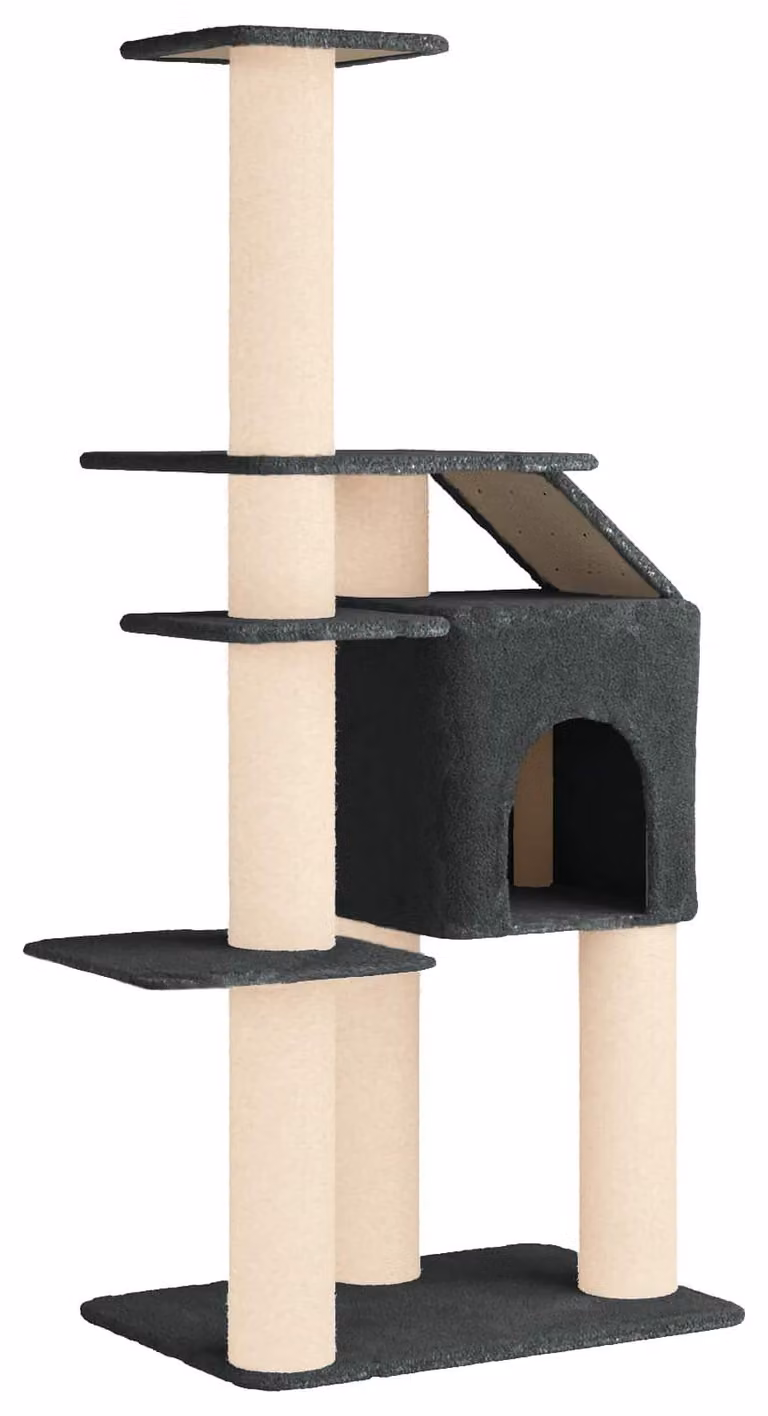 Albero per gatti con pali in sisal, colore grigio scuro, altezza 183 cm