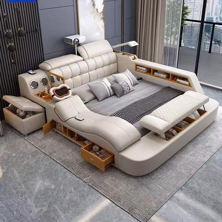 Letto multifunzionale con porta USB, funzione massaggio e poggiapiedi