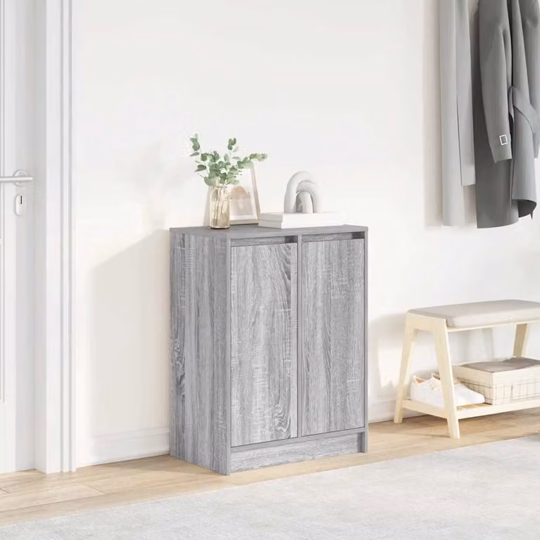 Scarpiera moderna vidaXL in legno multistrato grigio, sospesa a parete, L: 57 cm, P: 34 cm, H: 76 cm
