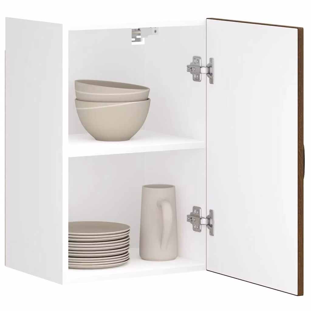 Pensile da cucina moderno vidaXL in legno e MDF marrone e bianco con ante a battente e ripiani interni L 60 cm, P 31 cm, H 40 cm