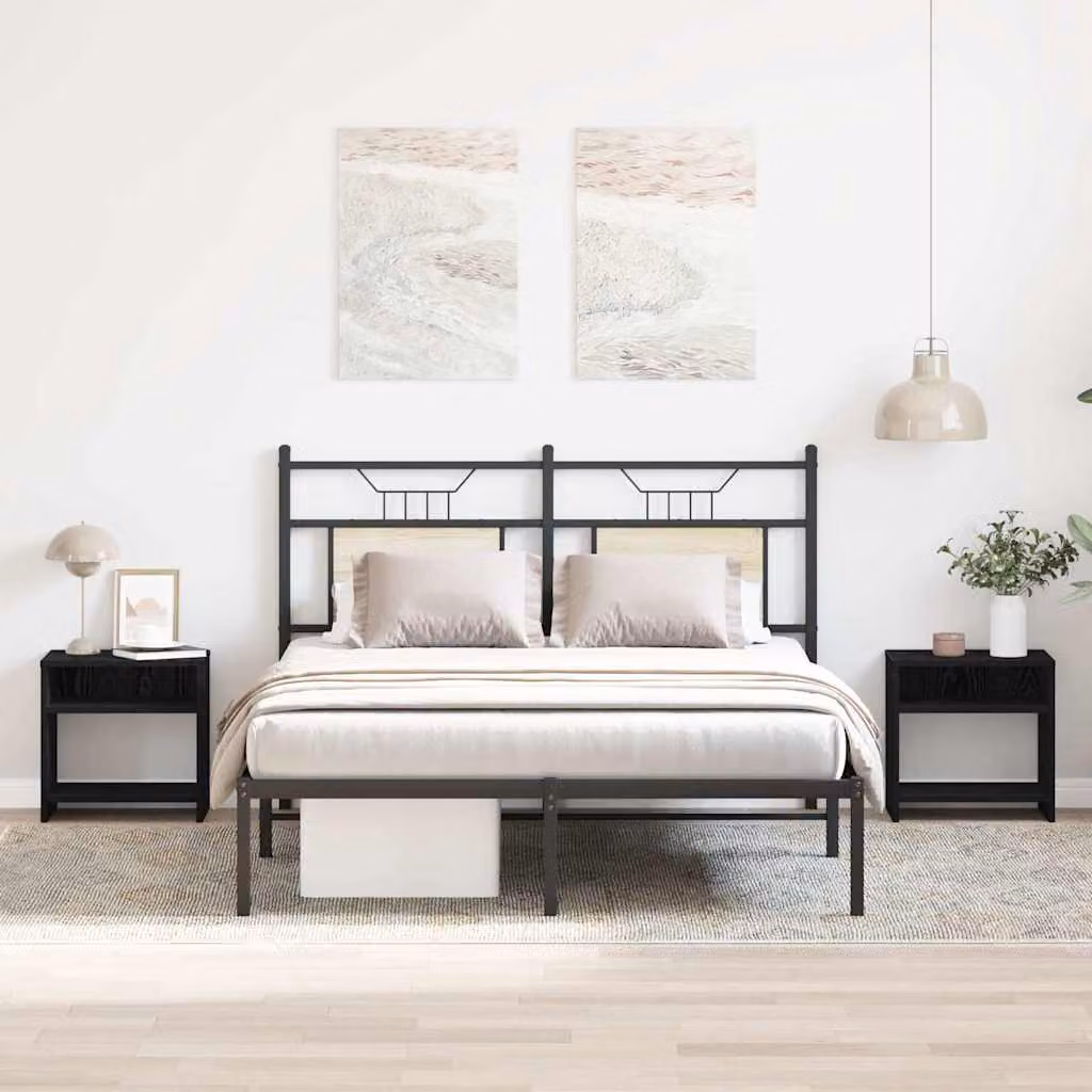 Set di 2 comodini vidaXL in legno multistrato e MDF, colore nero, L 40 x P 30 x H 40 cm