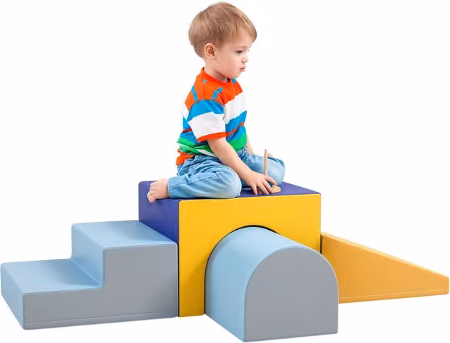 Set di 4 blocchi morbidi per arrampicata e scivolo Xylo in ecopelle multicolore per bambini 1-3 anni
