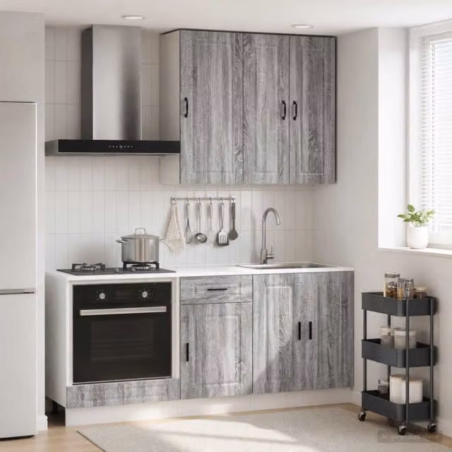 Unità Cucina PORTO 5 pz Sonoma grigio Legno ingegnerizzato 3438291