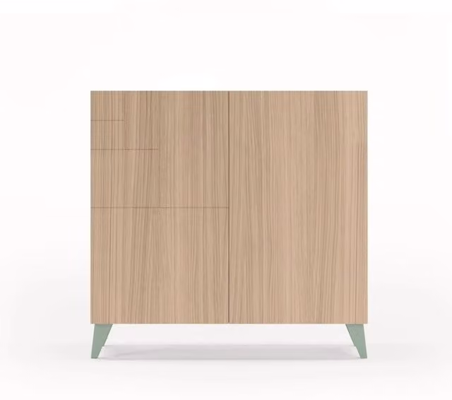 Scarpiera Herdasa effetto noce chiaro gambe verde 87x90x27
