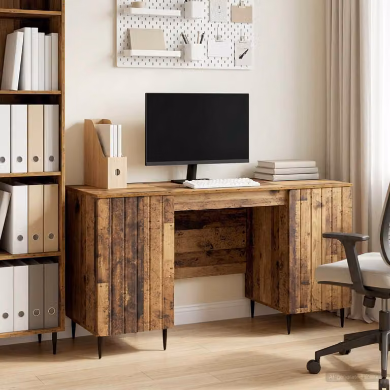 Maison Exclusive - Scrivania con mensola in legno di recupero 142,5 x 50 x 75 cm, materiale derivato dal legno