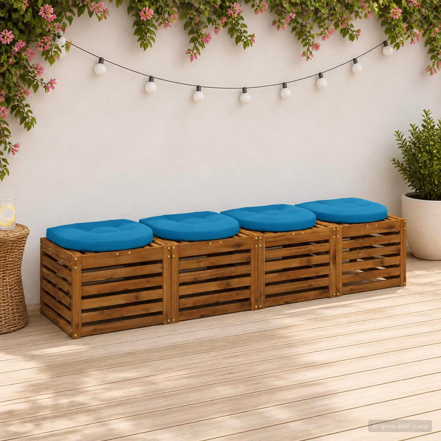 Set di 4 cuscini per sedia vidaXL in poliestere, colore azzurro, design moderno e quadrato