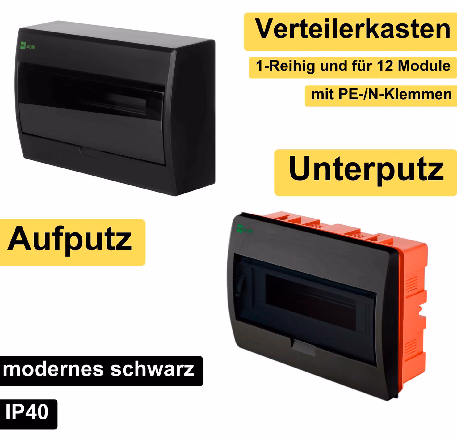Elektro-Plast | Quadro 1x12 - Nero - Elegante - IP40 - Installazione Sicura E Di Stile