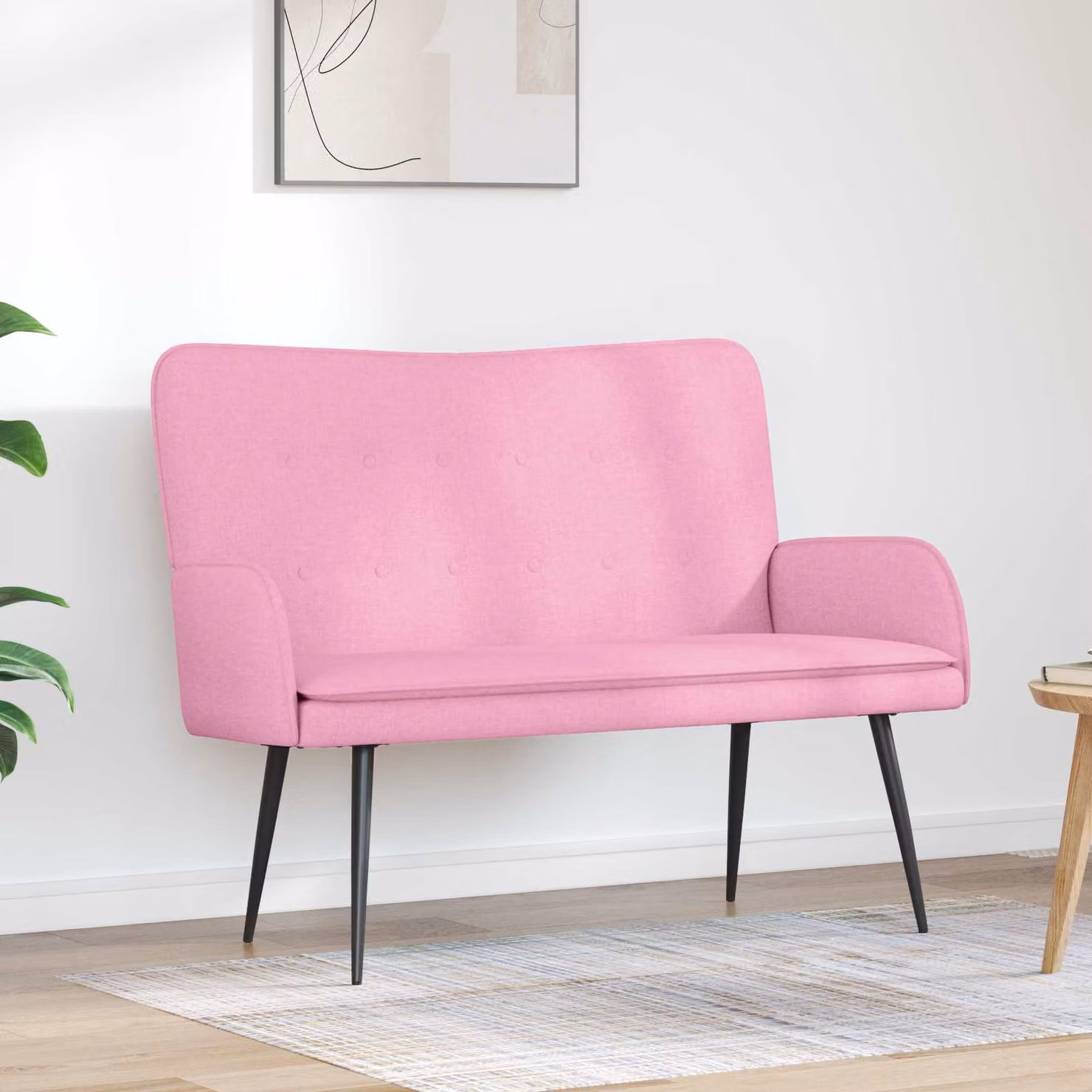 Divano a 2 posti moderno vidaXL in tessuto rosa con struttura mista L: 115 cm, P: 61 cm, H: 87 cm