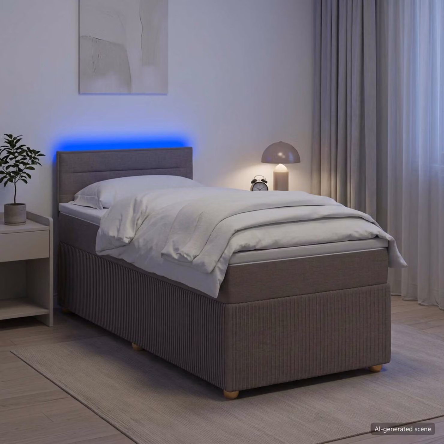 vidaXL Letto box spring con materasso Tortora 100 x 200 cm Tessuto
