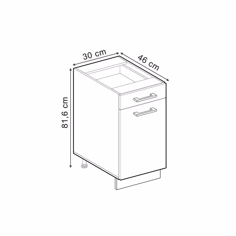 Mobiletto base per cucina Vicco R-Line Antracite opaco con ante a battente L/P/H: 30 x 46 x 81,6 cm – 2
