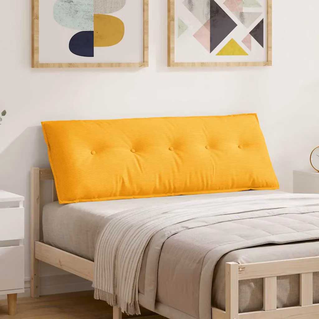 vidaXL Cuscino per Schiena Rettangolare in Velluto a Costine Giallo L: 140 cm, P: 50 cm