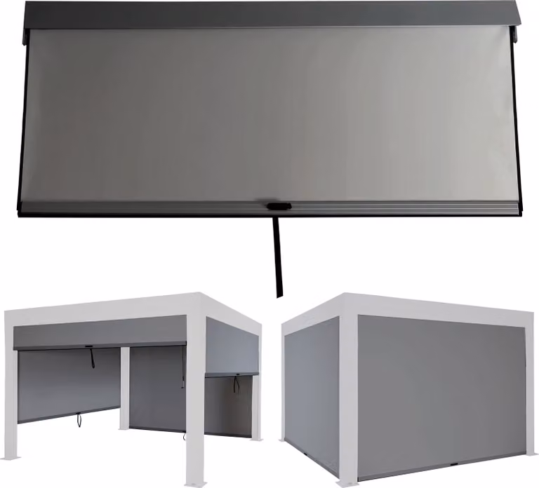 Parete laterale per pergola MCW-L46, parete laterale di ricambio per gazebo con tenda a rullo, in tessuto resistente alle intemperie 3x4 m ~ antracite