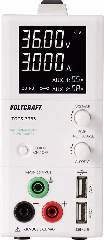 VOLTCRAFT Alimentatore da laboratorio, regolabile TOPS-3363 1 - 36 V/DC 0,25 - 3 A 100 W Design sottile Numero di uscite 3 x (TOPS-