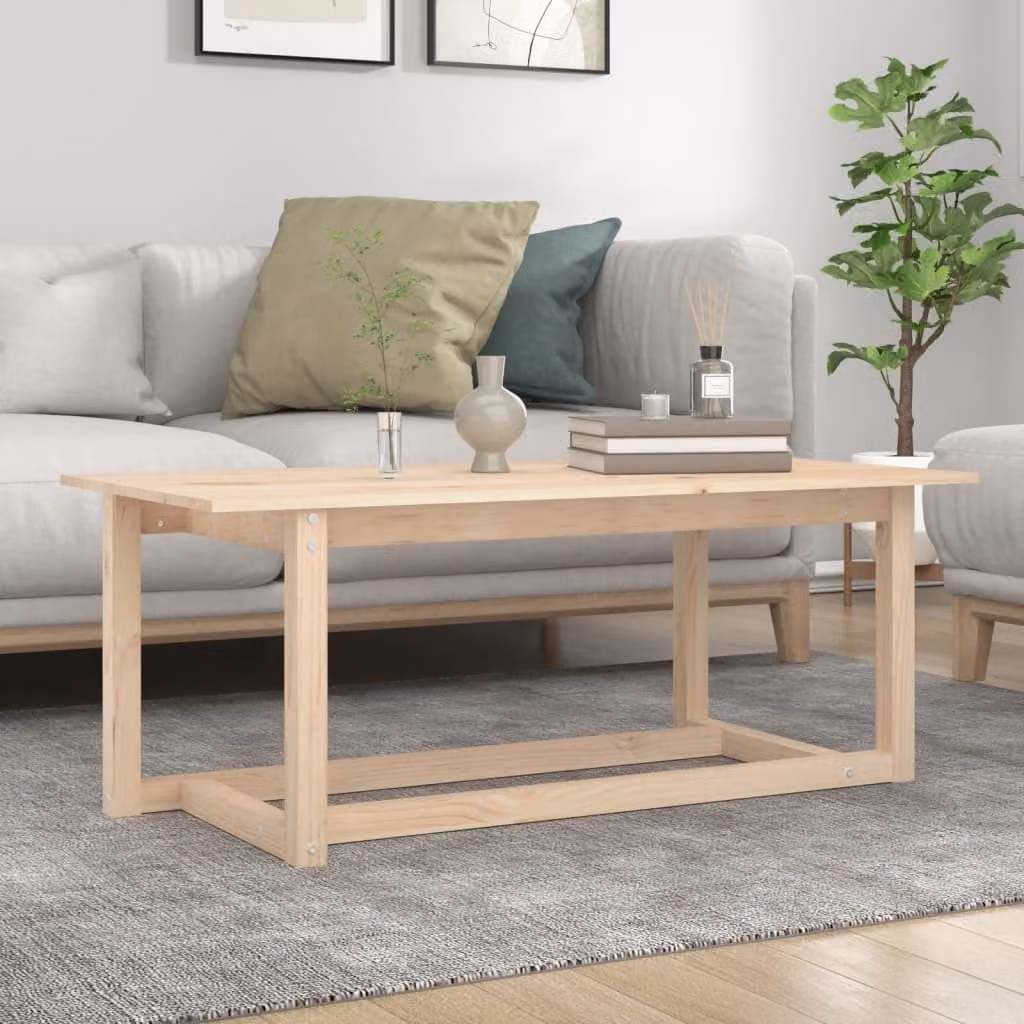 Tavolino The Living Store 110x55x45 cm in legno di pino massiccio