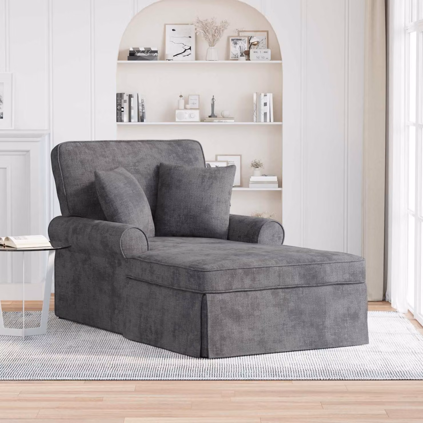 Chaise Longe Moderna vidaXL ARES Grigia con Coperture Rimovibili L: 157 cm, P: 91 cm, H: 91 cm