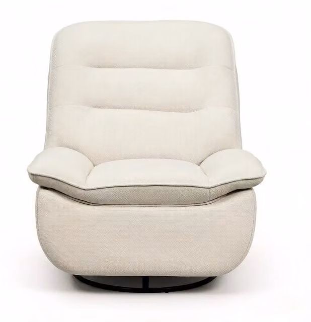 Poltrona relax girevole 95x49，5x106 cm in tessuto effetto lino beige con poggiapiedi 360°