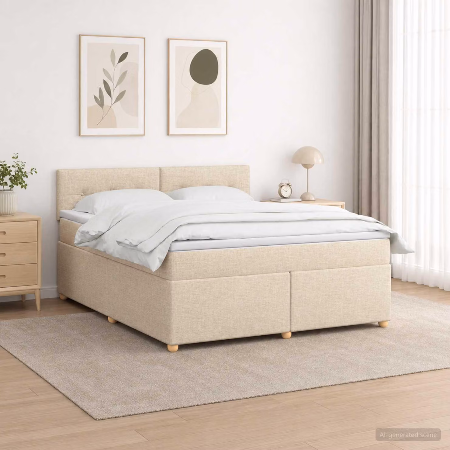 Maison Exclusive - Letto boxspring con materasso Crema 180 x 200 cm Tessuto