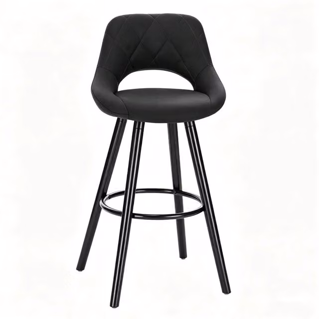 Sgabello da Bar in Tessuto con Struttura in Legno Massiccio, Altezza Seduta 68 cm, Ergonomico per Cucina e Bar