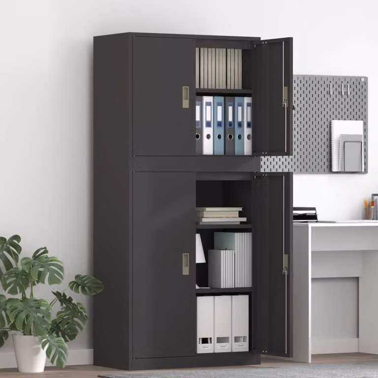 vidaXL Armadio 2 pz Nero 80 x 40 x 175 cm Acciaio Bloccabile